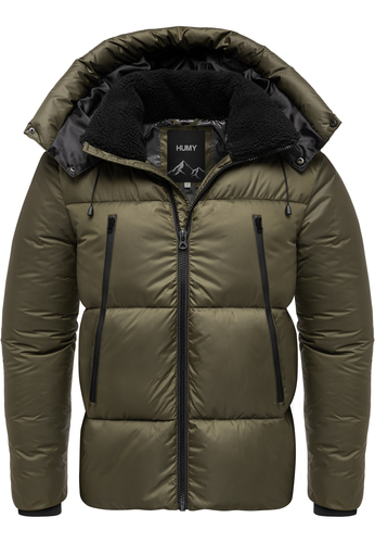 Winterjacke mit Kapuze gl�nzend Fleecekragen und Rei�verschlusstaschen 