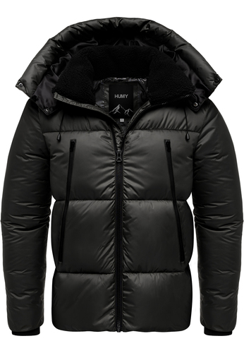 Winterjacke mit Kapuze gl�nzend Fleecekragen und Rei�verschlusstaschen 