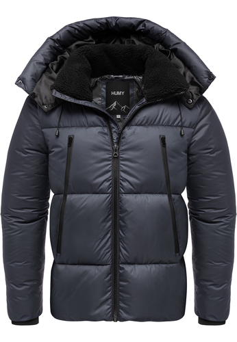 Winterjacke mit Kapuze gl�nzend Fleecekragen und Rei�verschlusstaschen 