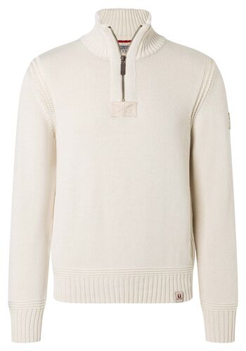 Rollkragen-Pullover mit Rei�verschluss Ellenbogen-Patches 