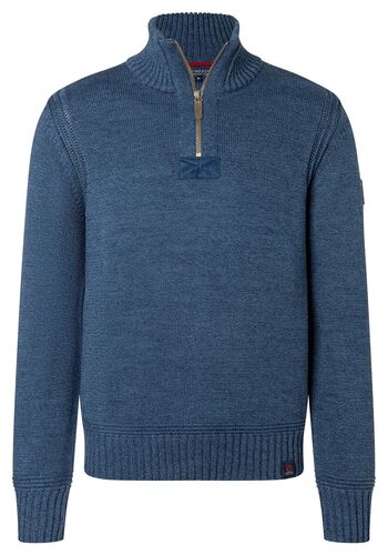 Rollkragen-Pullover mit Rei�verschluss Ellenbogen-Patches 