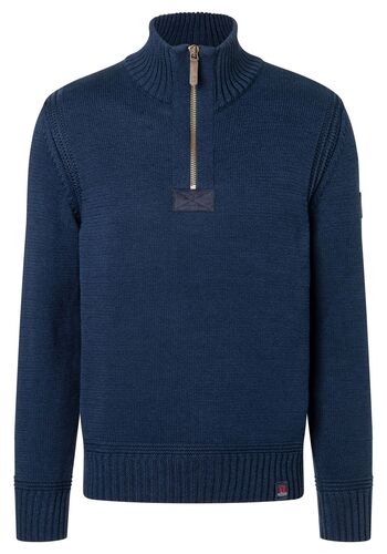 Rollkragen-Pullover mit Rei�verschluss Ellenbogen-Patches 