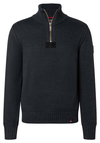 Rollkragen-Pullover mit Rei�verschluss Ellenbogen-Patches 