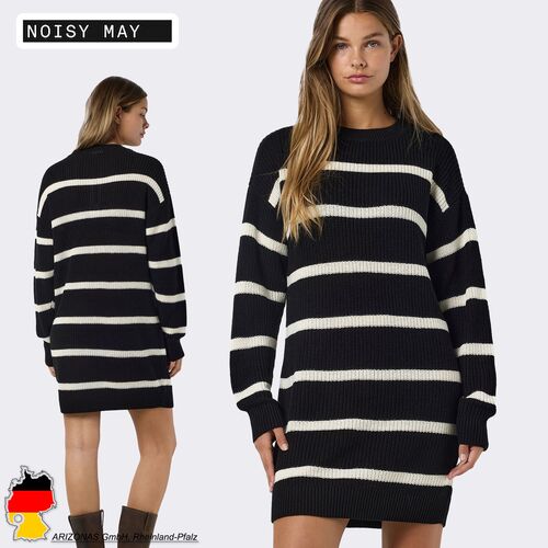Gestreiftes Strickkleid mit Rundhalsausschnitt