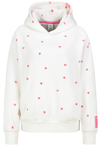 Kapuzensweatshirt mit Aufdruck und Stickerei Herz Gepunktet 