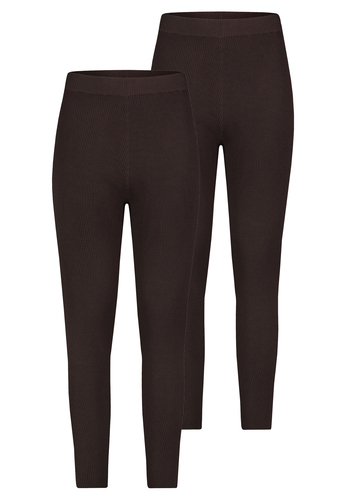 2er-SET Gerippte Leggings mit elastischem Bund 