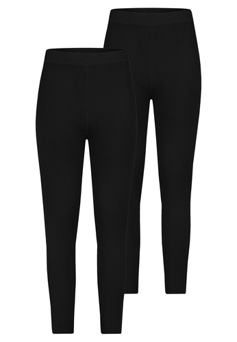 2er-SET Gerippte Leggings mit elastischem Bund 