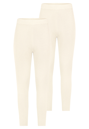 2er-SET Gerippte Leggings mit elastischem Bund 