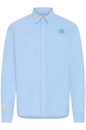 Langarmshirt mit Knopfleiste Stickerei und Brusttaschen 
