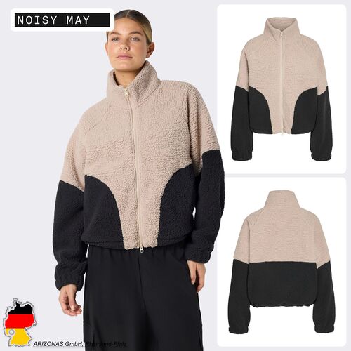 Flauschige Outdoor-Jacke mit Kontrast-Design Rei�verschluss