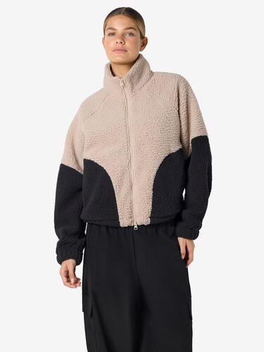 Flauschige Outdoor-Jacke mit Kontrast-Design Rei�verschluss