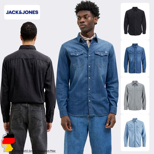 Jack & Jones Einfarbiges Langarmhemd Kentkragen Gerade Passform