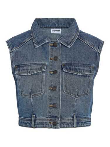 Leichte �rmellose Jeansjacke V-Ausschnitt Modisch Denim 