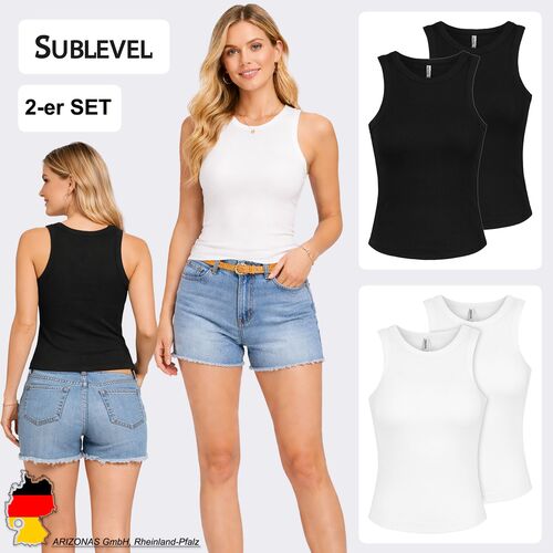 2er Pack Tanktops Rundhalsausschnitt �rmelloses Design