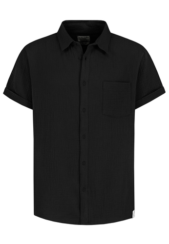 Bequemes Kurzarmshirt Kentkragen Brusttasche Casual 