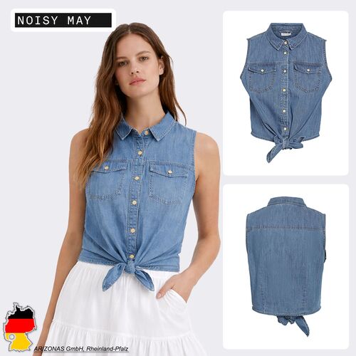 �rmellose Bluse Kentkragen Unifarben Knopfverschluss