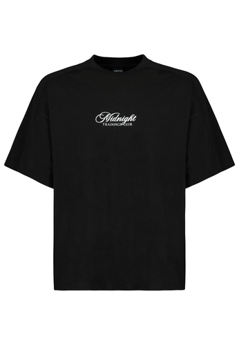 Kurzarmshirt Rundhalsausschnitt Spruch Oversized Look 