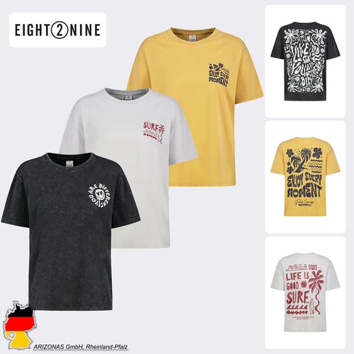 Kurzarmshirt Rundhalsausschnitt Spruchdruck L�ssig