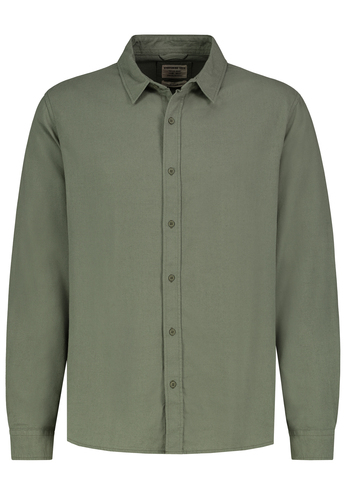 Einfarbiges Langarmhemd Button Down Kragen Einfarbig 