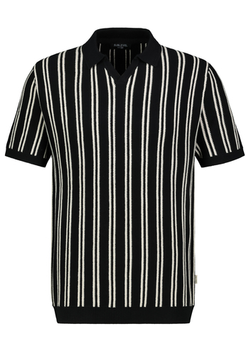 Kurzarmshirt V-Ausschnitt Gestreift Elastischer Bund 