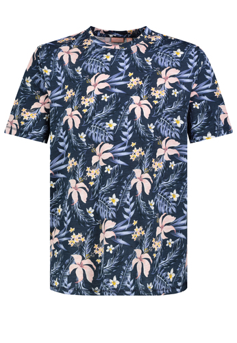 Kurzarmshirt Rundhalsausschnitt Floralem Print Basic 