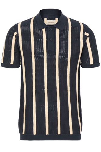 Kurzarm Poloshirt Knopfverschluss Streifenmuster Casual 