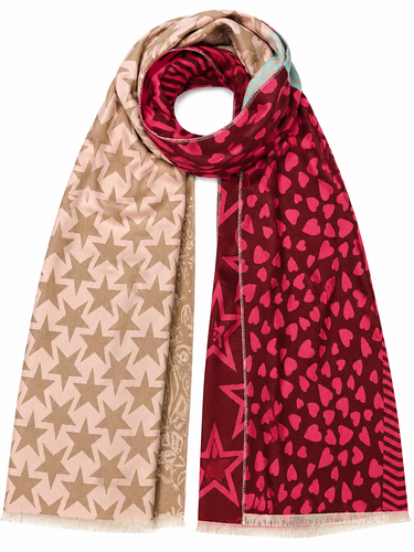 Gemusterter Schal Patchwork Sterne Paisley Fransen 