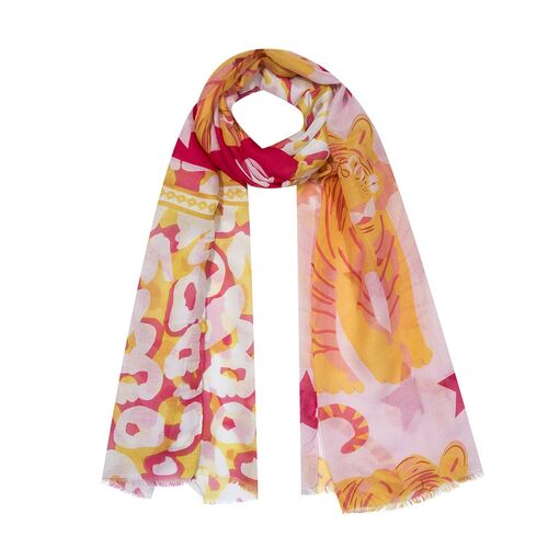 Leichter Strickschal Fransen Damen Accessoires Tigermotiv 