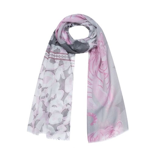 Leichter Strickschal Fransen Damen Accessoires Tigermotiv 