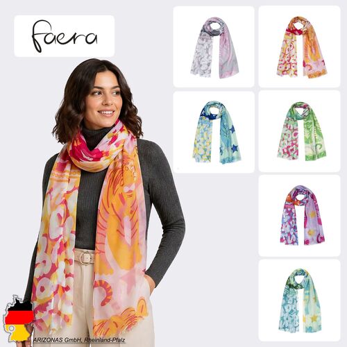 Leichter Strickschal Fransen Damen Accessoires Tigermotiv