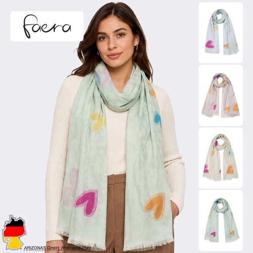 Leichter Mode-Schal Herzen Vielseitig Weich Fransen Bedruckt