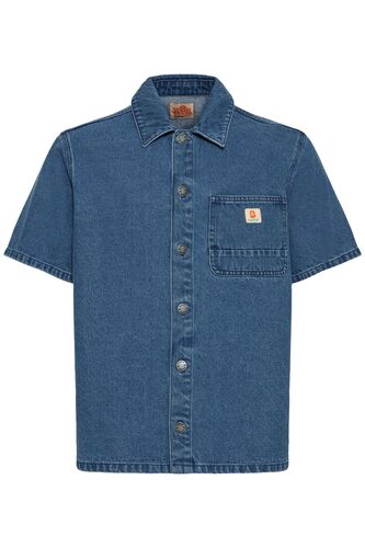 BLEND Kurzarm Shirt mit Knopfleiste Kentkragen Loose Fit Denim 