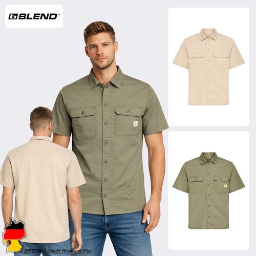 Stylisches Kurzarmshirt Kentkragen Knopfleiste Rundhals