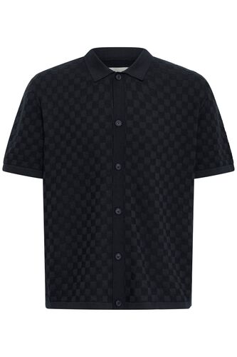 Bequemes Kurzarmshirt Haifischkragen Knopfleiste Kariert 