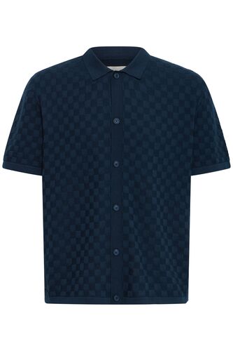 Bequemes Kurzarmshirt Haifischkragen Knopfleiste Kariert 