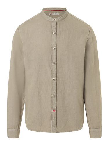 Einfarbiges Langarmhemd Stehkragenhemd Knopfleiste 