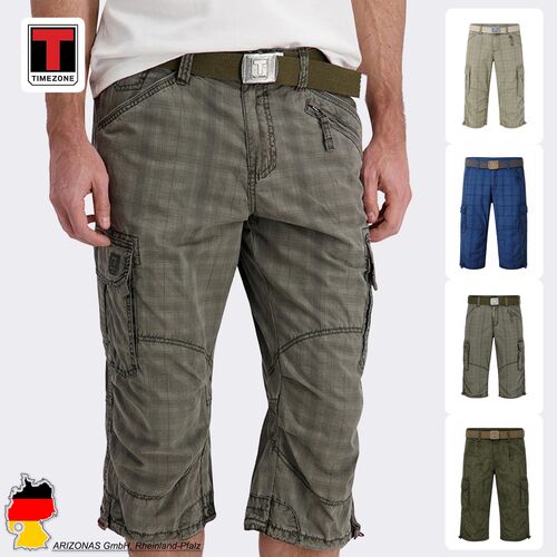 Loose Fit Shorts G�rtel Cargo Style Wadenlang Kariert 