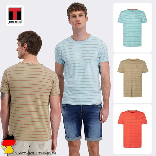 Gestreiftes Kurzarmshirt Rundhalsausschnitt Basic Stil