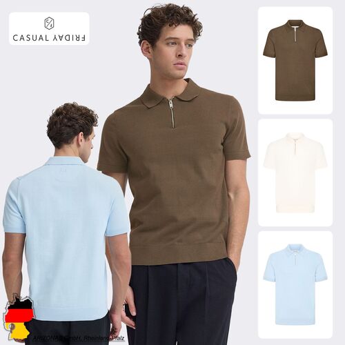 Stilvolles Kurzarm Strickpoloshirt Einfarbig Casual