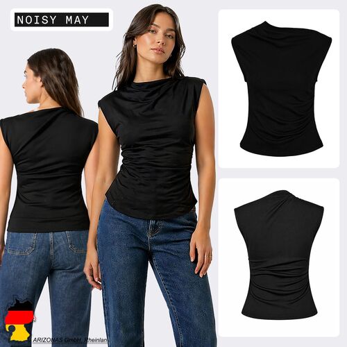 �rmelloses Top U Boot Ausschnitt Einfarbig Tailliert