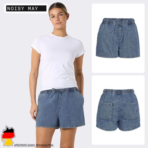 Denimshorts Elastischer Bund Seitentaschen Unifarben