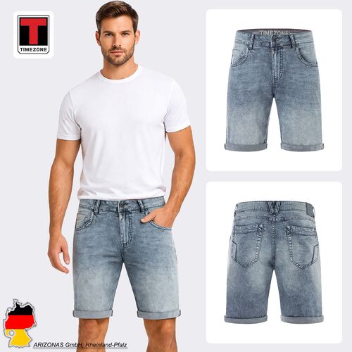 Stone Washed Shorts Eingrifftaschen Rei�verschluss Modern