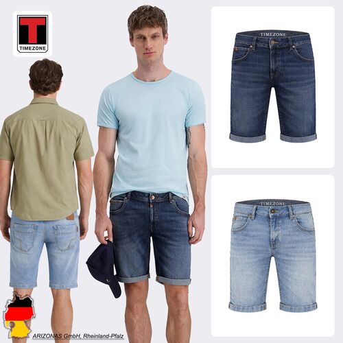 Jeansshorts Slim Fit umgeschlagener Saum Rei�verschluss
