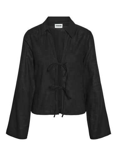 Schlupfbluse Kentkragen Schleifendetails Langarm Slim Fit 