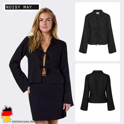 Schlupfbluse Kentkragen Schleifendetails Langarm Slim Fit