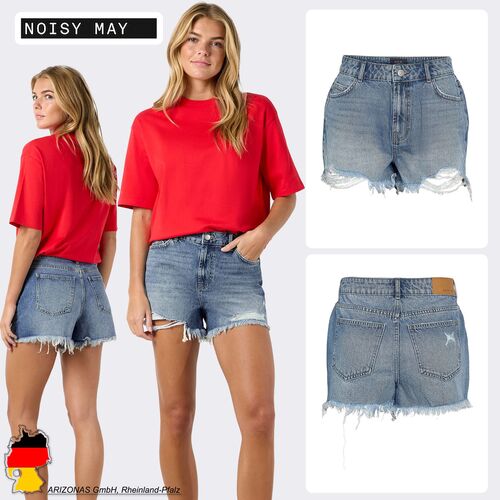 Denimshorts Rei�verschluss Hohe Taille Unifarben Stilvoll