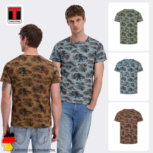 Kurzarm Rundhals T-Shirt floraler Print geradem Schnitt 