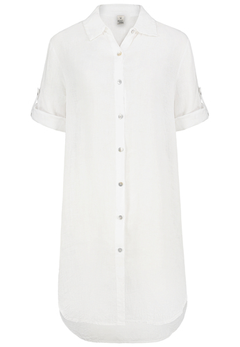 Kurzarmkleid Krempel�rmel Einfarbig Knopfleiste Modern 