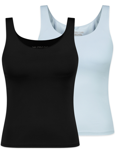 Unifarbenes Tr�gertop 2er-Set Integriertes BH-Top Rundhals 