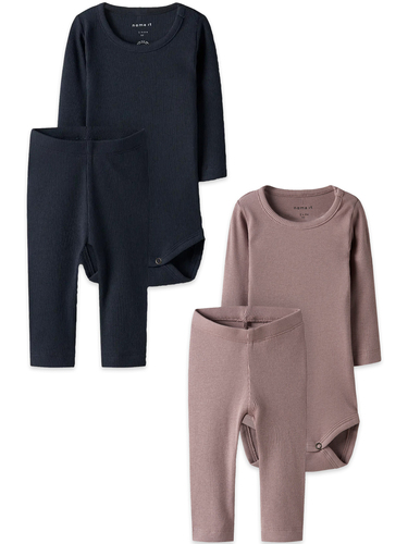 Langarm Body 2er-Set Druckkn�pfen Rundhalsausschnitt 
